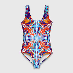 Купальник-боди 3D женский Яркий зимний разноцветный, цвет: 3D-принт