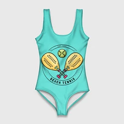 Купальник-боди 3D женский Пляжный теннис - золотые ракетки, цвет: 3D-принт