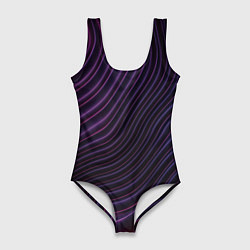 Женский купальник-боди Фиолетово-синяя волнообразная абстракция