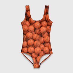 Купальник-боди 3D женский Баскетбольные мячи, цвет: 3D-принт