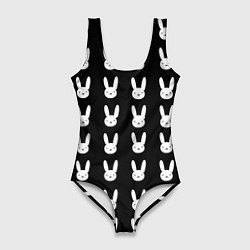 Купальник-боди 3D женский Bunny pattern black, цвет: 3D-принт
