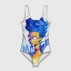 Купальник-боди 3D женский Акварельная Мардж Симпсон, цвет: 3D-принт