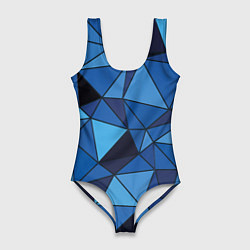Женский купальник-боди Синие треугольники, абстракт