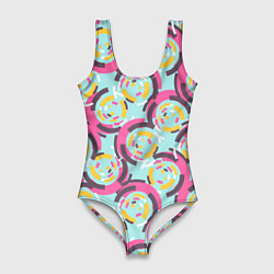 Купальник-боди 3D женский Круговой паттерн, цвет: 3D-принт