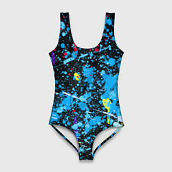 Купальник-боди 3D женский Брызги краски на холсте, цвет: 3D-принт