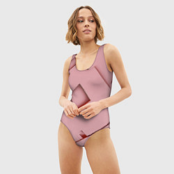 Купальник-боди 3D женский Розовые абстрактные перемешанные фигуры, цвет: 3D-принт — фото 2