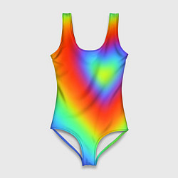 Купальник-боди 3D женский Сердце - радужный градиент, цвет: 3D-принт