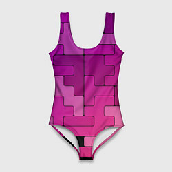 Купальник-боди 3D женский Фиолетовые текстуры, цвет: 3D-принт