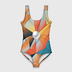 Купальник-боди 3D женский Жемчужина - градиент из полигональных треугольнико, цвет: 3D-принт