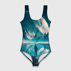 Купальник-боди 3D женский Человек на неизвестной планете, цвет: 3D-принт