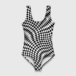 Женский купальник-боди Черно-белая шахматная иллюзия