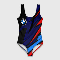 Купальник-боди 3D женский BMW - m colors and black, цвет: 3D-принт