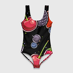 Купальник-боди 3D женский Плоды и ягоды, цвет: 3D-принт