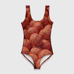 Купальник-боди 3D женский Узор с баскетбольными мячами, цвет: 3D-принт