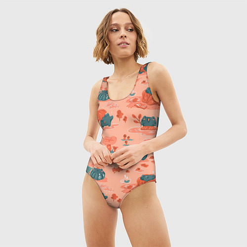 Женский купальник-боди Осенние лягушки / 3D-принт – фото 3