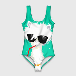 Купальник-боди 3D женский Лама - альпака на чиле, цвет: 3D-принт