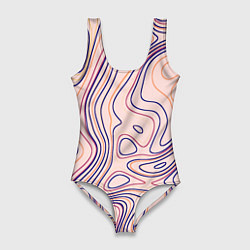 Купальник-боди 3D женский Линии карандашом абстракция, цвет: 3D-принт