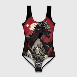 Купальник-боди 3D женский Дракон серебристого снега, цвет: 3D-принт