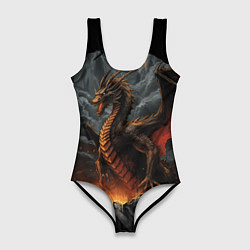 Купальник-боди 3D женский Дракон метельных бурь, цвет: 3D-принт