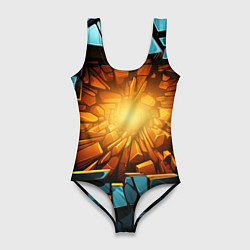 Купальник-боди 3D женский Геометрическая огненная яма иллюзия, цвет: 3D-принт
