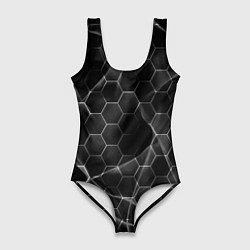 Купальник-боди 3D женский Чёрные соты, цвет: 3D-принт