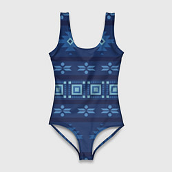 Женский купальник-боди Blue tribal geometric