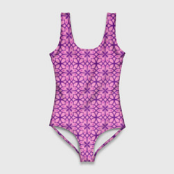 Купальник-боди 3D женский Фиолетовый орнамент, цвет: 3D-принт