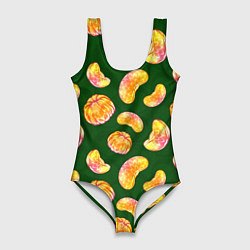 Купальник-боди 3D женский Мандариновые дольки, цвет: 3D-принт