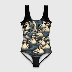 Купальник-боди 3D женский Утки в пруду, цвет: 3D-принт