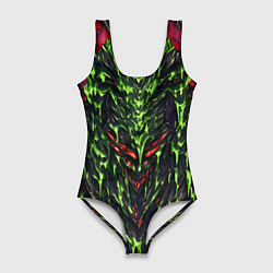 Купальник-боди 3D женский Green and red slime, цвет: 3D-принт