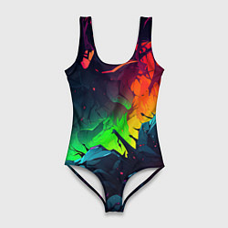 Купальник-боди 3D женский Яркие пятна абстракции, цвет: 3D-принт