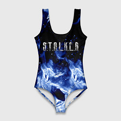 Купальник-боди 3D женский Stalker огненный синий стиль, цвет: 3D-принт