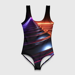 Купальник-боди 3D женский Фиолетовая воронка, цвет: 3D-принт