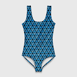 Купальник-боди 3D женский Синие и чёрные треугольники, цвет: 3D-принт