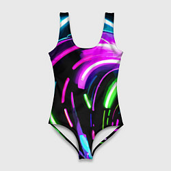 Купальник-боди 3D женский Неоновая экспрессивная абстракция, цвет: 3D-принт