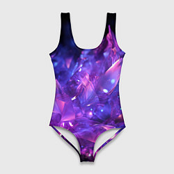 Купальник-боди 3D женский Синяя фиолетовая прозрачная абстракция, цвет: 3D-принт