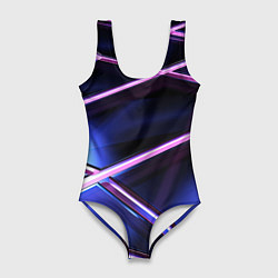 Женский купальник-боди Фиолетовая геометрическая абстракция