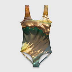 Женский купальник-боди Перламутровые блестящие волны радужных цветов