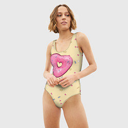 Купальник-боди 3D женский Пончик с любовью, цвет: 3D-принт — фото 2