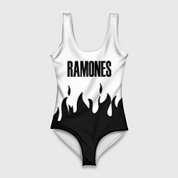 Купальник-боди 3D женский Ramones fire black rock, цвет: 3D-принт