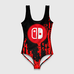 Купальник-боди 3D женский Nintendo огенное лого краски, цвет: 3D-принт