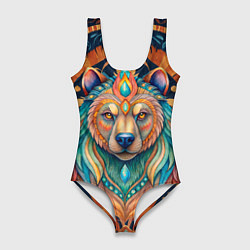Купальник-боди 3D женский Медведь шаман тотемное животное, цвет: 3D-принт