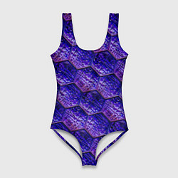 Купальник-боди 3D женский Сине-фиолетовая стеклянная мозаика, цвет: 3D-принт