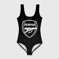 Купальник-боди 3D женский Arsenal fc белое лого, цвет: 3D-принт