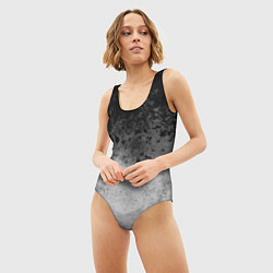 Купальник-боди 3D женский Абстракция - серые чернила, цвет: 3D-принт — фото 2
