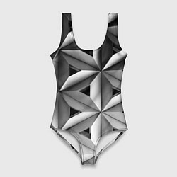 Купальник-боди 3D женский Черно белый узор, цвет: 3D-принт