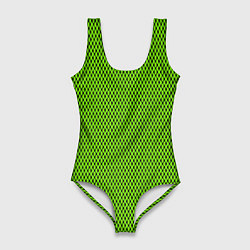 Купальник-боди 3D женский Кислотный зелёный имитация сетки, цвет: 3D-принт