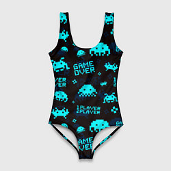 Купальник-боди 3D женский Game over 1 player 2 player, цвет: 3D-принт