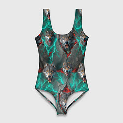 Купальник-боди 3D женский Паттерн из волков эпично, цвет: 3D-принт