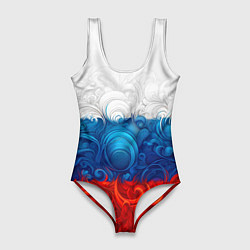 Купальник-боди 3D женский Орнамент триколор, цвет: 3D-принт